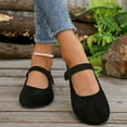 thumbnail image 1 of HaiMao Flock Flats for Women Comfortable Square Toe Slip On Flats Soft Work Flats Retro Mary Jane Flats Black 6.5(38), 1 of 6