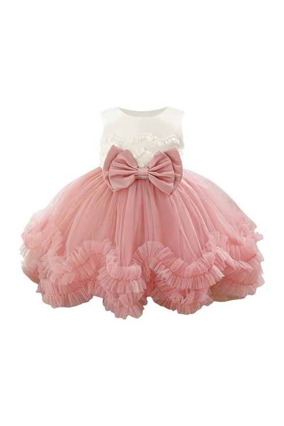 Flower Girl Dress for Toddler Baby Girls Flower Tulle Tutu Dress Infant formal Pageant Princess Party Birthday Dresses Pink 6 Months