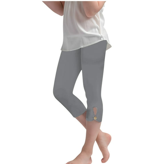 HaiMao Girls' Basic Capri Leggings 3/4 Pants Girls Cropped Leggings for School or Sports Dark Gray 3 Years