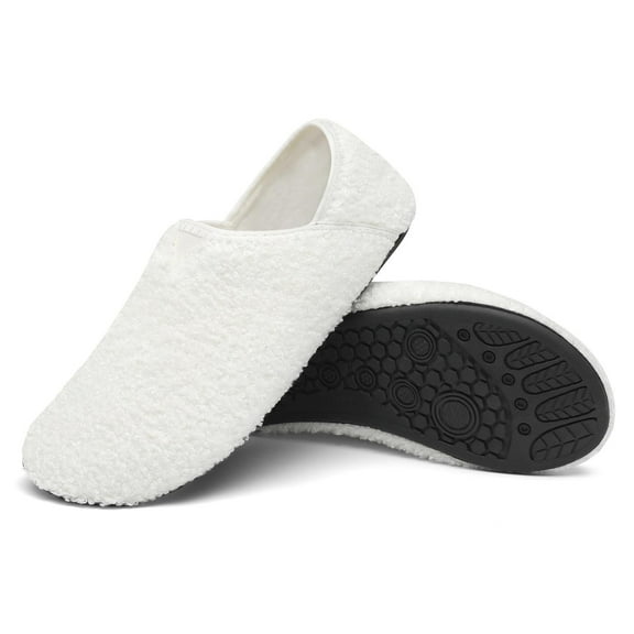 HaiMao House Slippers for Woman Mens Slippers House Shoes, Soft Slipper Socks with Non Slip Sole Portable for Hospital Travel Indoor Outdoor White 38