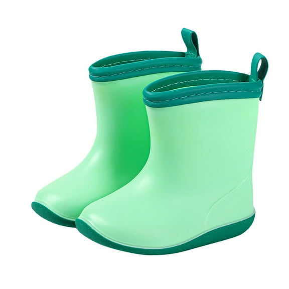 Hinvhai Kid Rain Boot ,Short Waterproof Rain Shoes for Toddler Green 8 Years(31)