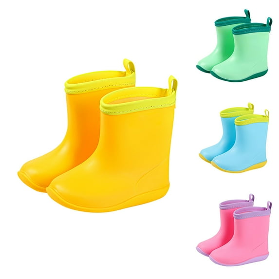 HaiMao Kid Rain Boot Clearance,Short Waterproof Rain Shoes for Toddler Yellow 8 Years(31)