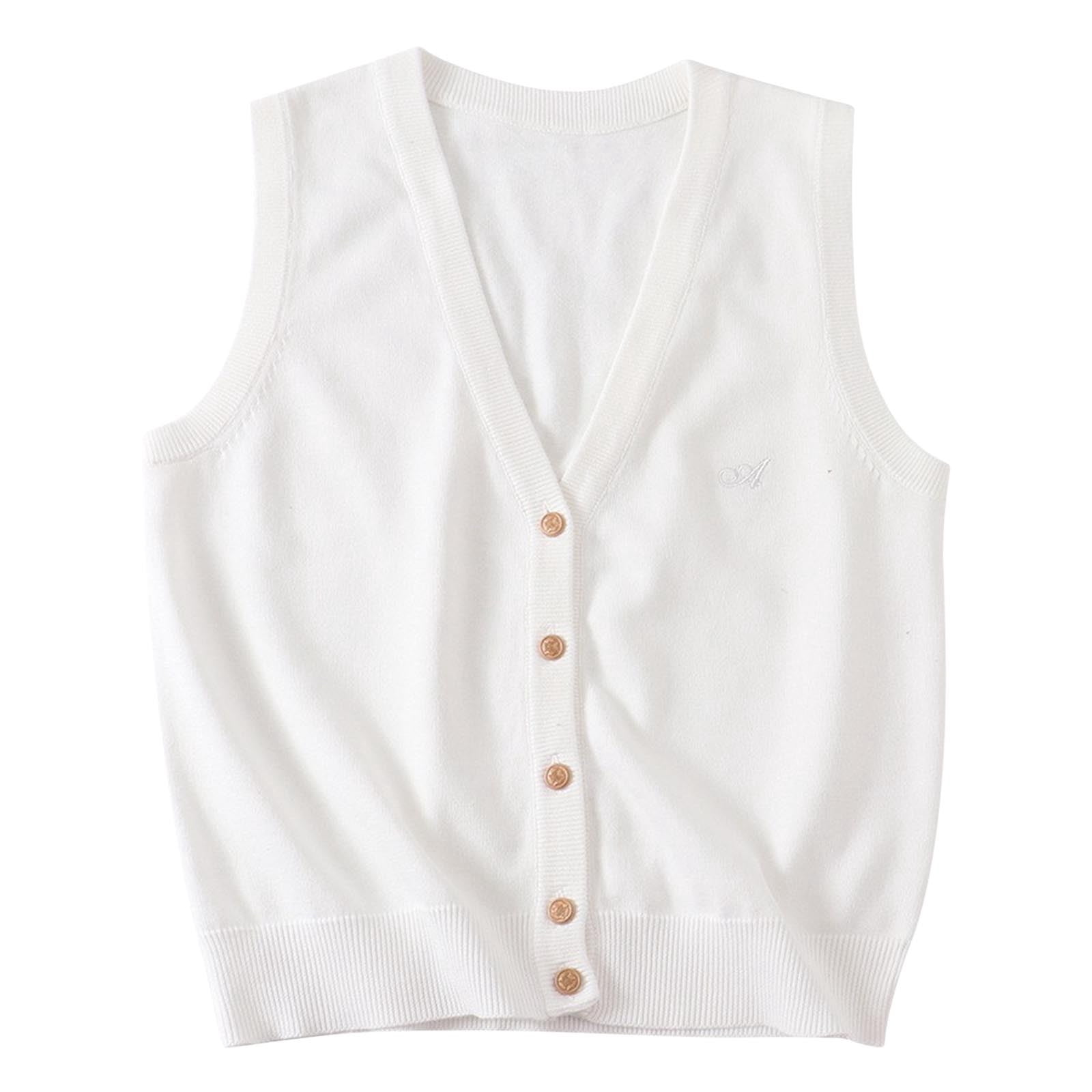 Plus Size Women’s Cardigan Vest – Double Button V-Neck Sleeveless Knit Sweater, Acrylic Blend, Casual Wear