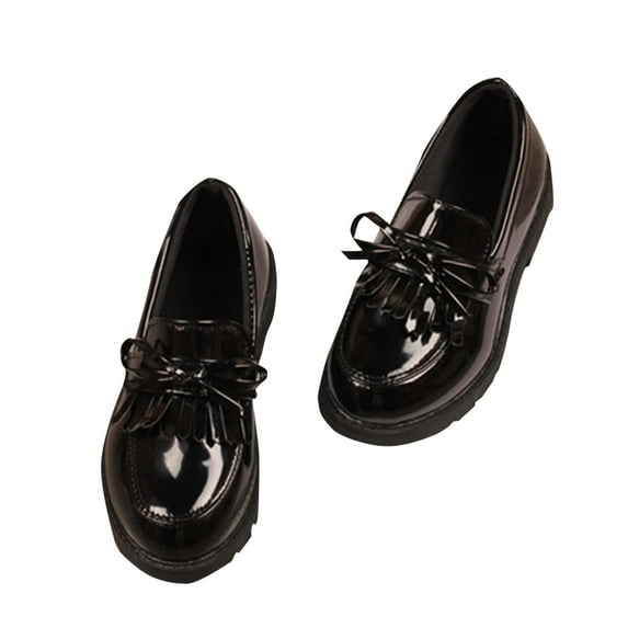HaiMao Kids Oxford Shoes Girl Boy Cute Dress Shoes Lace-Up School Uniform Loafer Flats Shoes Black 2 Years