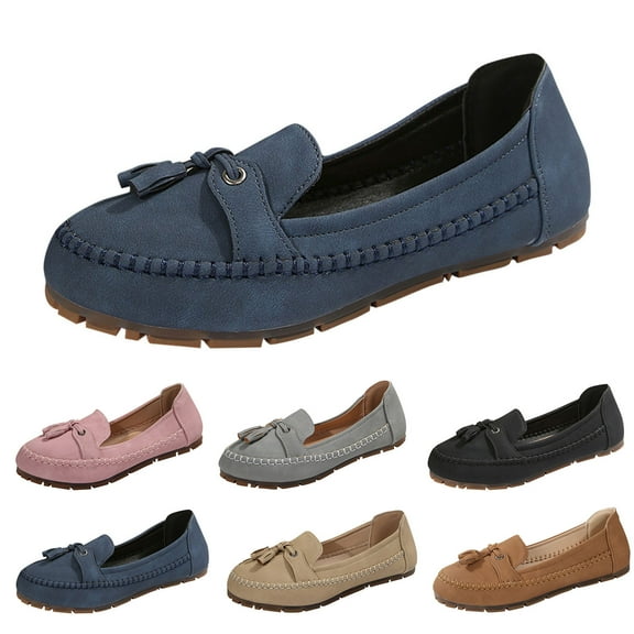 HaiMao Loafers for Women Business Casual Work Shoes Comfortable & Lightweight Leather Womens Dress Penny Loafers Flats Slip On Shoes Pink 9.5(43)