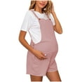 thumbnail image 1 of HaiMao Maternity Overalls Clearance - Stretchy Maternity Romper Shorts - Maternity Jumpsuit Pink L(L), 1 of 6