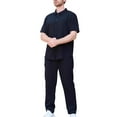 thumbnail image 1 of HaiMao Men's 2 Pieces Shirt Sets Casual Button Down Lapel Shirts and Loose Pants Outfits Hawaiian Dressy Work Beach Suit Set Black XXL(XXL), 1 of 3