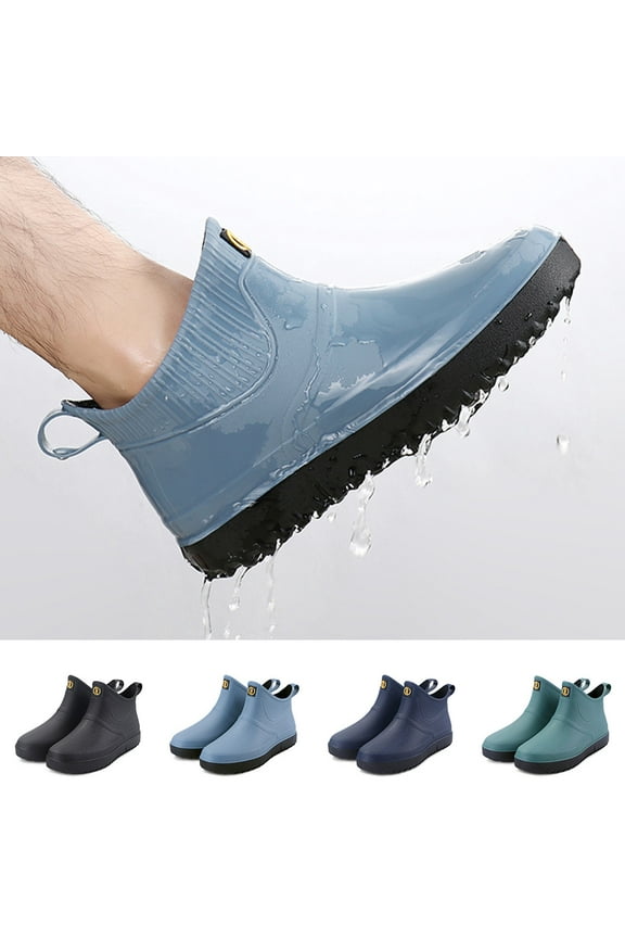 Men's Ankle Rain Boots Clearance Waterproof PVC Short Garden Boots Green 11(44)