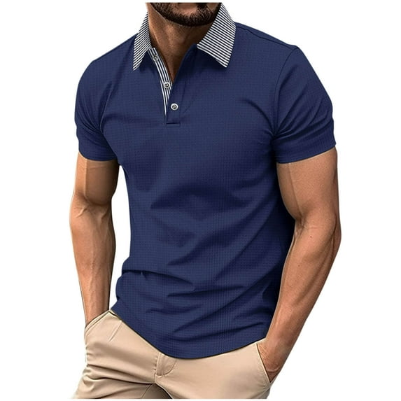 HaiMao Men's Classic Fit Shirts Stretch Pocket Golf Tee Moisture-Wicking Solid Short Sleeve Navy XXXL(XXXL)