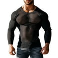thumbnail image 1 of HaiMao Men's Fishnet Shirt Mens Fishnet Top Mesh Transparent Long Sleeve Muscle T-Shirt Net Undershirt Top Black XXXL(XXXL), 1 of 5