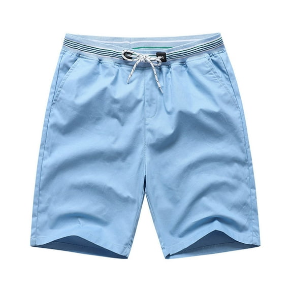 HaiMao Men's Summer Shorts Elastic Waist Drawstring Outdoor Work Shorts with Casual Comfortable Shorts Sky Blue XL(XL)