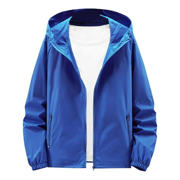 HaiMao Mens Lightweight Jacket Windbreaker Casual Zip Up Jackets with Hood Mens Dark Blue XL(XL)