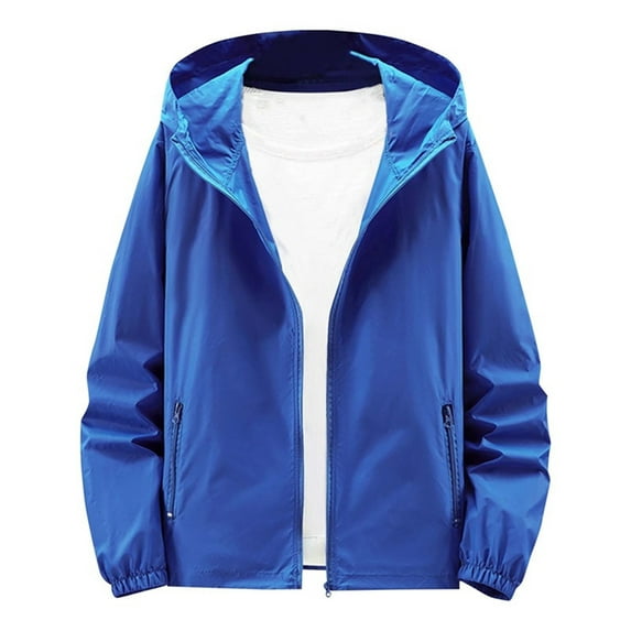 HaiMao Mens Lightweight Jacket Windbreaker Casual Zip Up Jackets with Hood Mens Dark Blue XXL(XXL)