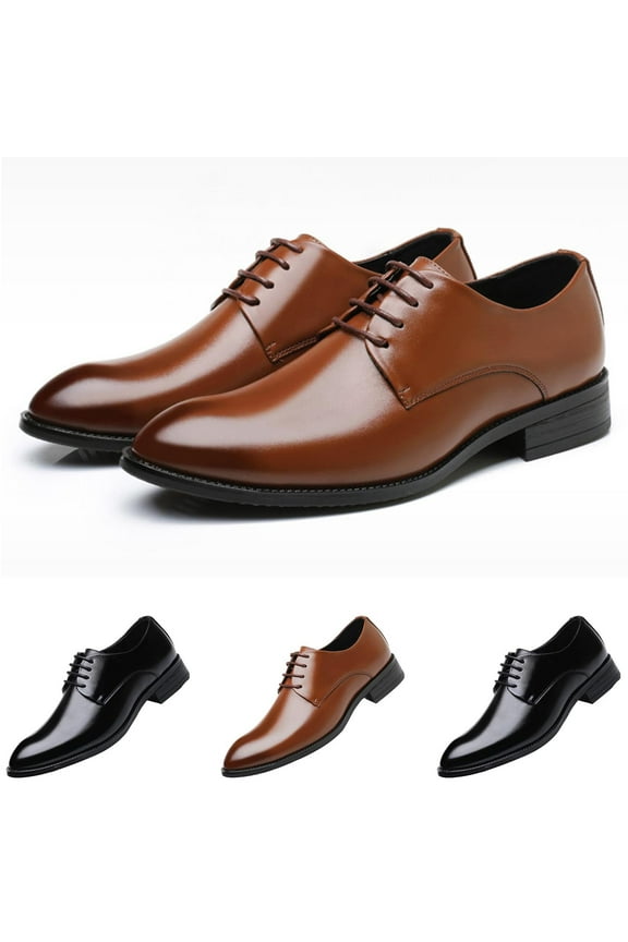 Mens Oxford Shoes Clearance PU Leather Dress Shoes Brown 11.5(48)