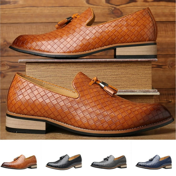 HaiMao Mens Slip On Dress Shoes Leather Tassel Loafers Yellow 11(47)