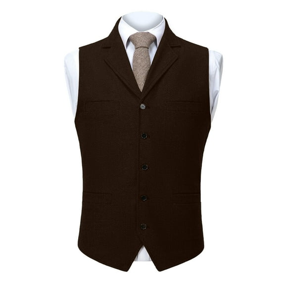 HaiMao Mens Vintage Suit Vest Notch Lapel Dress Waistcoat Western Cowboy Vest Coffee XS(XS)
