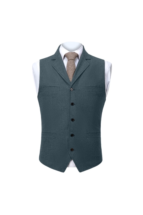 Mens Vintage Suit Vest Notch Lapel Dress Waistcoat Western Cowboy Vest Light Blue XS(XS)