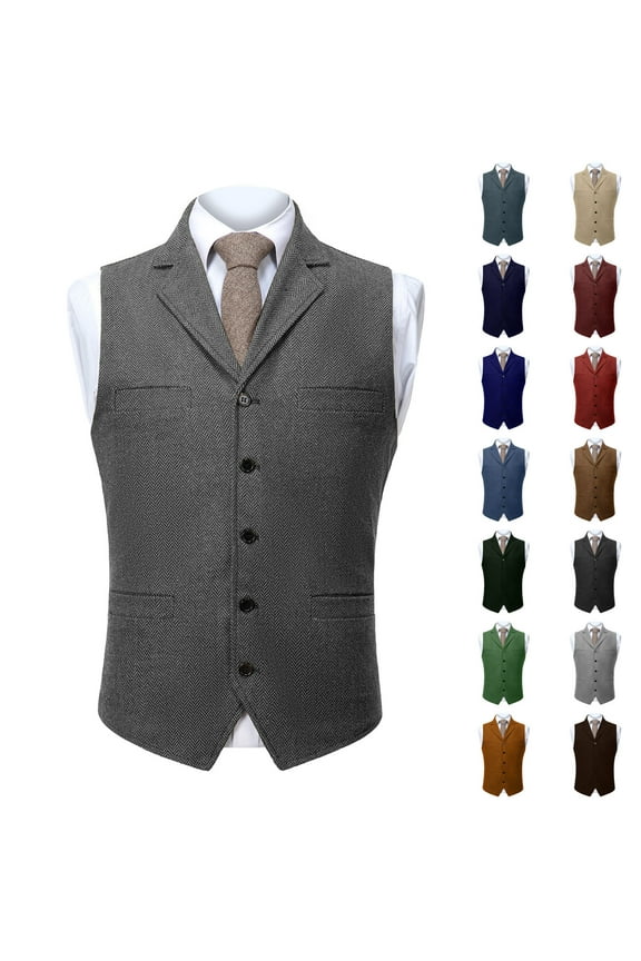 Mens Vintage Suit Vest Notch Lapel Dress Waistcoat Western Cowboy Vest Wine XS(XS)