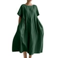 thumbnail image 1 of HaiMao Plus Size Boho Dress for Women Summer Trendy Cotton Linen Flowy Dress Baggy Floral Maxi Dress Green XXXXL(XXXXL), 1 of 4
