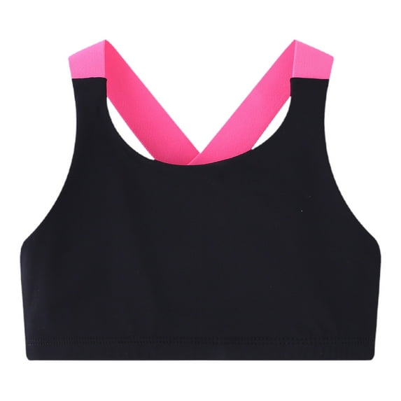 HaiMao Sports Bras for Girl Breathable Air Bras Comfy Cami Bras Support Athletic Bras Gym Workout Yoga Bra Black 10 Years(150)