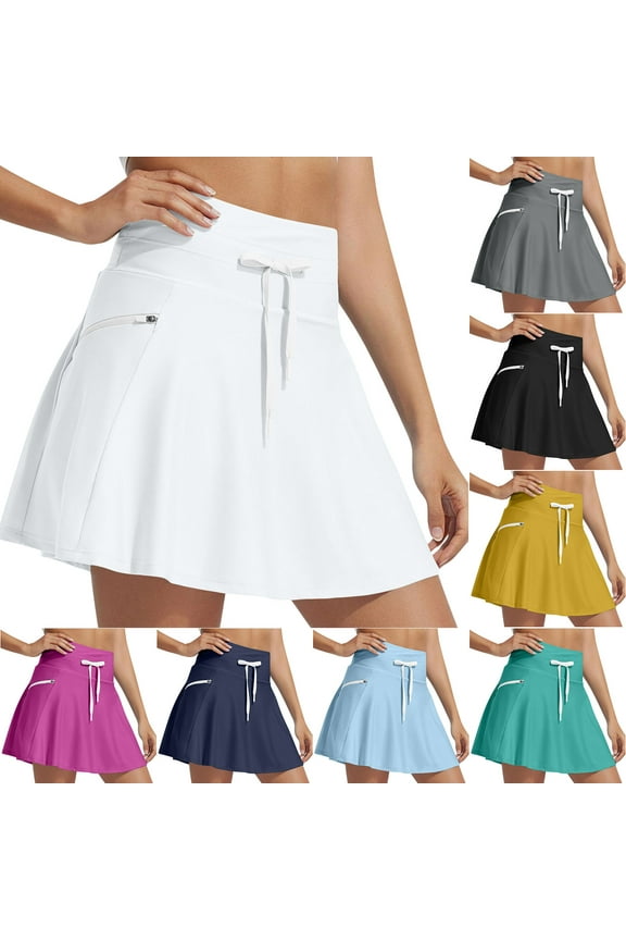 HaiMao Swim Skirt Clearance High Waist Tummy Control Flowy Skorts Swimsuit Bottoms Women Bathing Suit with Pockets Blue XL(XL)