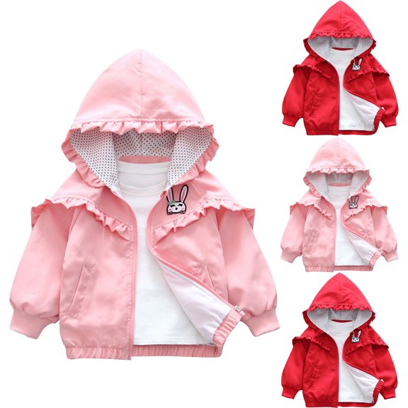 HaiMao Toddler Boys Windbreaker Casual Outerwear Kids Lightweight Zip Hooded Jacket Baby Cute Dust Coat Red 90 9 Months