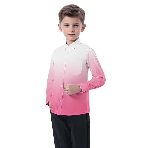 Hinvhai Toddler Little Boy Long Sleeve Button Down Shirt for Casual, formal Event and Special Occasions