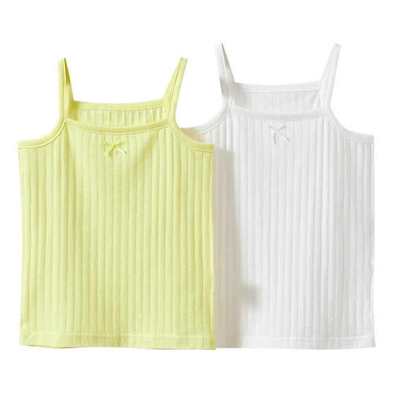 Hinvhai Toddler Tank Tops Girls 2 Pack Cotton Multipacks Halter Top Camisoles Undershirt Yellow 2 Years