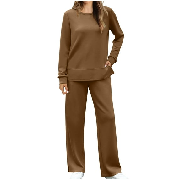 HaiMao Two Piece Sets for Women Sweatsuit Drawstring Cargo Jogger Sets with Pockets Airport Outfits Fall Tracksuit Coffee 10(XL)