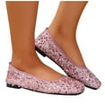 thumbnail image 1 of HaiMao Wedding Shoes for Women Sequins Lace Cutout Dress Shoes Soft Ronud Toe Slip On Ballet Flat Pink 9.5(43), 1 of 9