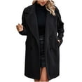thumbnail image 1 of HaiMao Women Long Sherpa Coat - Fuzzy Faux Trench Jackets Winter Fleece Button Cardigan with Pockets Black 4(S), 1 of 1