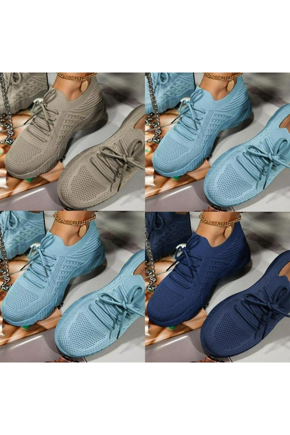 Women Sparkle Walking Tennis Shoes Casual Lace-Up Non Slip Breathable Mesh Working Sneakers Gym Workout Shoes Light blue 9.5(43)