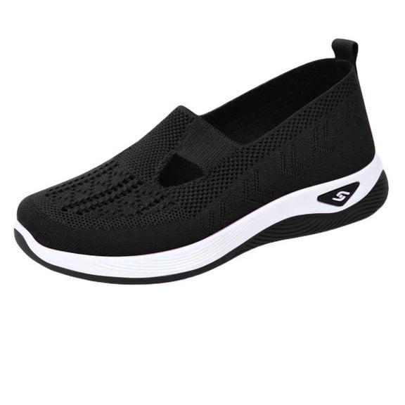 HaiMao Women's Athletic Walking Shoes Clearance Slip On Casual Mesh-Comfortable Tennis Workout Sneakers Black 5.5(36)