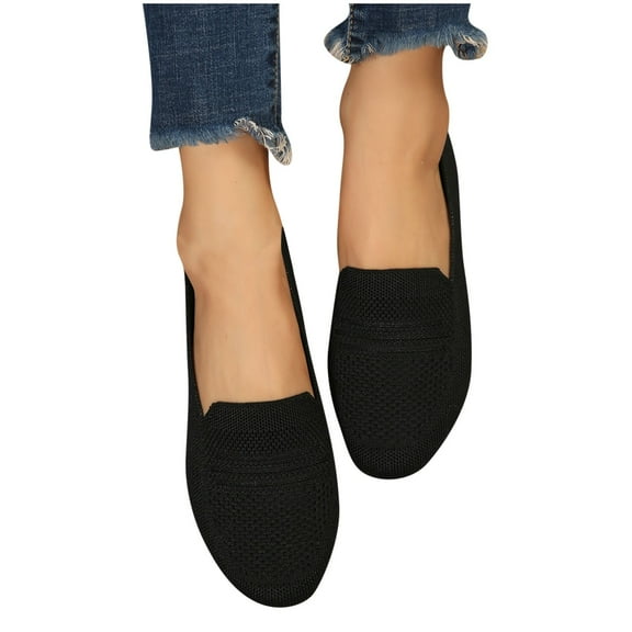 HaiMao Women's Ballet Flats Clearance Ladies Dress Shoes Work Flats office Shoes Breathable Flats Pointed Toe Flats Black 9.5(43)