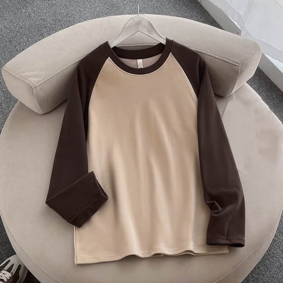 Hinvhai Women's Casual Classic Raglan Basic Shirts Soft Long Sleeve Sports Baseball Jerseys T Shirts Coffee 14(XXXL)