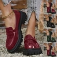 thumbnail image 1 of Hinvhai Women's Chunky Platform Loafer Patent Leather Penny Loafers Fashion office Shoes School Dress Shoes Comfort Slip-on Wine 9.5(43), 1 of 9
