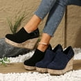 thumbnail image 1 of HaiMao Women's Foam Platform Slip On Shoes Clearance Wedge Light Weight Cushioned Insole Sandals Navy 9.5(43), 1 of 9