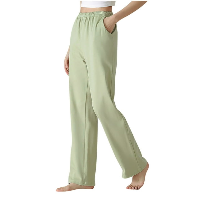 HaiMao Women's French Terry Straight - Leg Sweatpants Clearance Elastic Casual Sweats Green 6(M)