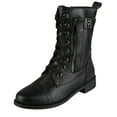 thumbnail image 1 of HaiMao Women's Mid Calf Boots ,Round Toe Comfort Low Heel Slouchy Dress Booties with Buckle Strap Side Zipper Black 7(38), 1 of 8