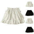 thumbnail image 1 of HaiMao Women's Mini Skirt Clearance High Shirred Waist Layered Ruffle Hem Short Cake Skirts White 11 Years, 1 of 9