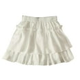 thumbnail image 1 of HaiMao Women's Mini Skirt High Shirred Waist Layered Ruffle Hem Short Cake Skirts White 6 Years, 1 of 9
