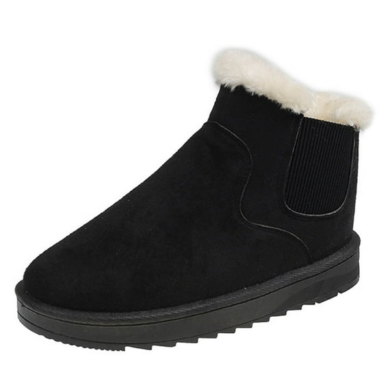 HaiMao Women's Platform Mini Boots Fur-Lined Winter Warm Ankle Snow Classic Ultra Comfortable Shoes Black 8.5(41)