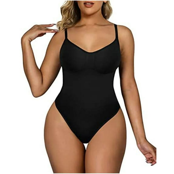 HaiMao Women's Shapewear Bodysuit Tummy Control Body Shaper Seamless Sculpting Snatched Waist Body Suit Black 4(S)
