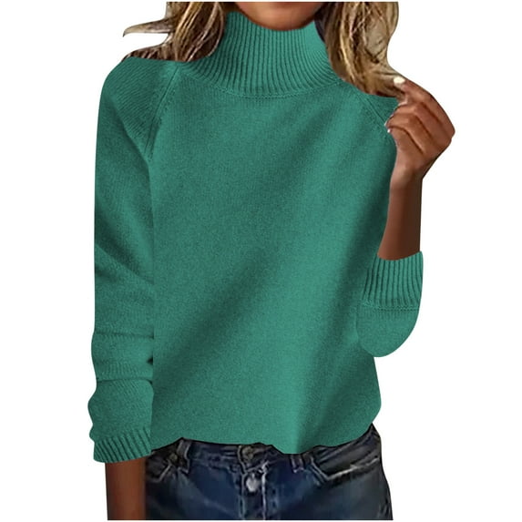 HaiMao Women's Turtleneck Sweater Basic Petite Tunic Tops Pullover Solid Casual Lightweight Long Sleeve Knitwear Army Green 4(S)