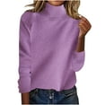 thumbnail image 1 of Hinvhai Women's Turtleneck Sweater Basic Petite Tunic Tops Pullover Solid Casual Lightweight Long Sleeve Knitwear Purple 6(M), 1 of 6