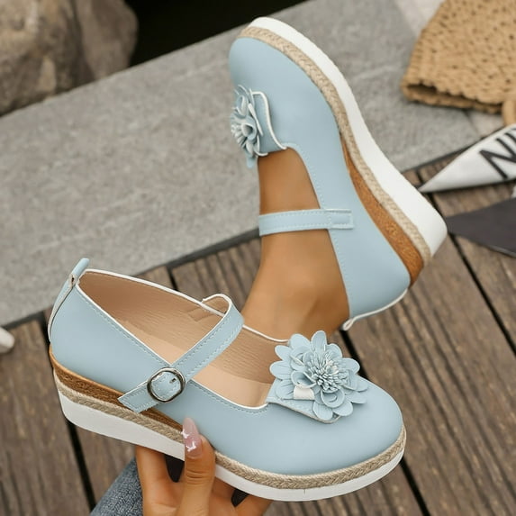 HaiMao Women's Wedge Shoes Closed Toe Low Heel Pumps Comfotable Dress Shoes Blue 7.5(40)