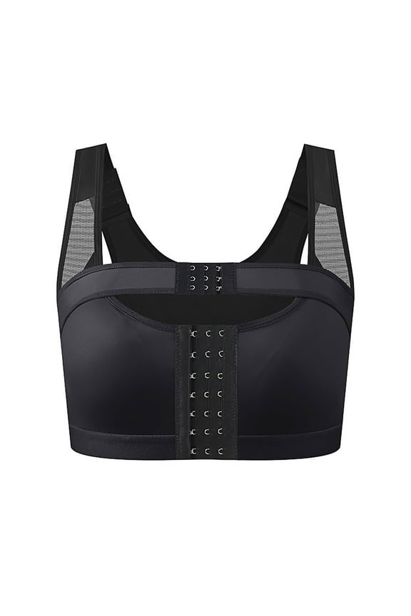 HaiMao Womens' Front Closure Post-Surgery Posture Corrector Bra Shaper Tops with Breast Support Band Black XXL(XXL)
