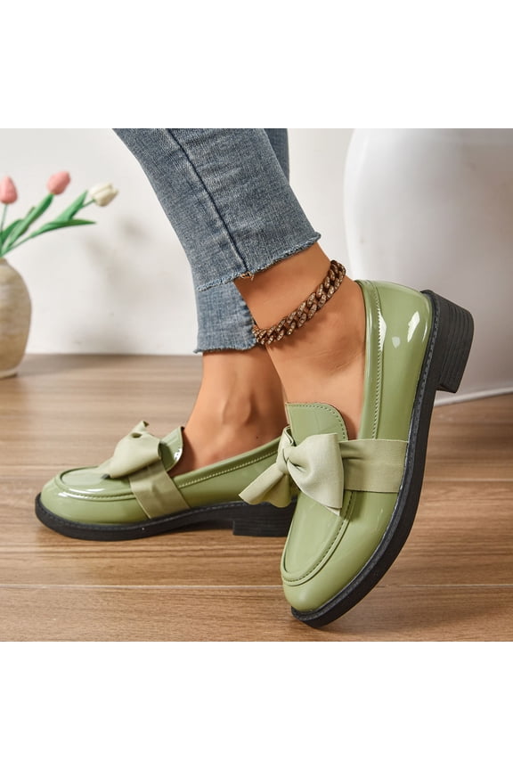Womens Loafers Shoes Platform Chunky Loafer Sole Comfortable Slip On Work office Business Casual Dress Shoes Green 5.5(36)