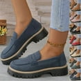 thumbnail image 1 of HaiMao Womens Loafers Slip On Casual Chunky Platform Heel Loafers Classic Penny Dressy Comfy Business Work Shoes Red 9.5(43), 1 of 3