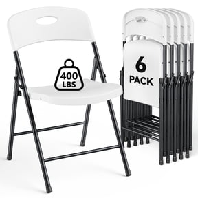 HaiNova 6PCS White Plastic Folding Chair Set, 400-Pound Portable Waterproof and Wear-Resistant Folding Chair with Steel Frame, Suitable for Parties, Picnics, Weddings and Business.